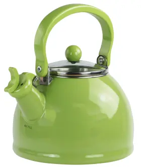 Reston Lloyd 036588609014 Calypso Basics Whistling Teakettle With Glass Lid - Lime
