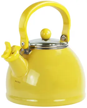 60201 Reston Lloyd Calypso Basics Whistling Teakettle With Glass Lid - Lemon