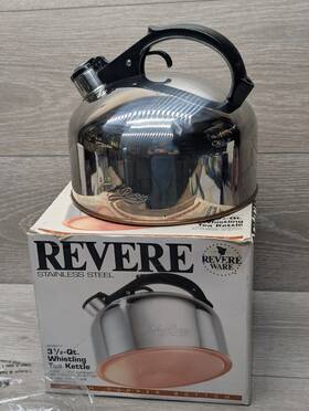 Revere Ware 050035350175 3 1/2 Quart Copper Bottom Whistling Tea Kettle