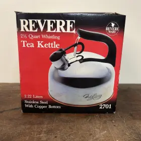 2701 Revere Ware 2 1/3 Quart Whistling Tea Kettle #2701 Stainless Steel/copper Bottom