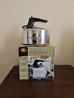 3511217 Revere Ware Vintage Y2k Stainless Steel Copper Bottom Whistling Tea Kettle 6 Cup