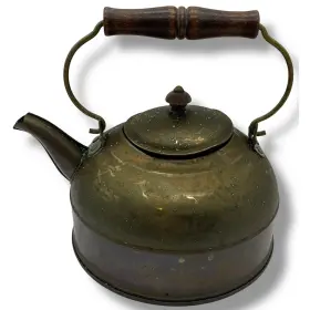 Usa-81 Revere Ware Vintage Copper Tea Kettle Paul Signature Wood Handle 1801
