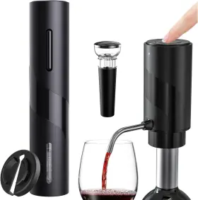 Rksgs-kd-7 Ricank 4-in-1 Wine Opener Gift Set - With Electric Bottle Black