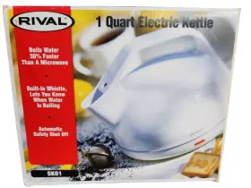 Sk61 Rival Vintage 2000 Electric Kettle 1 Quart Whistle Auto Off White