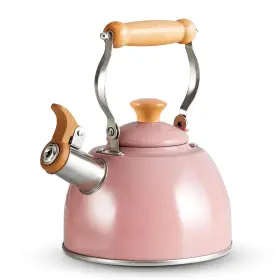 Rockurwok 751433682539 Tea Pot With Cool Touch Handle Stainless Steel Stovetop Kettle 1.6 Quart Whis