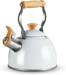 Rockurwok 795274522203 Tea Kettle Stovetop Whistling Teapot Stainless Steel Pearl White New
