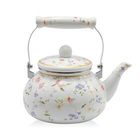 Saihisday Nqlmq584 Enamel Teakettle Floral Teapot For Stovetop 2.5l Large Green Tea Kett