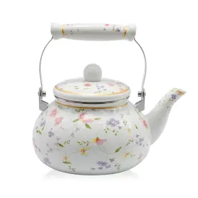 Nqlmq584 Saihisday Enamel Teakettle Floral Teapot For Stovetop 2.5l Large Green Tea Kett