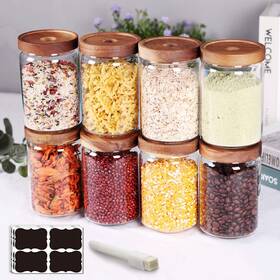 Saiool 750081710588 Stackable Kitchen Canisters Set Of 8 High Borosilicate Glass Cylinder