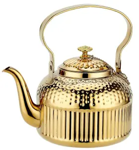 Sanqiahome 972666232399 Antique 1.5l 50oz Stainless Steel Teapot With Infuser Gold