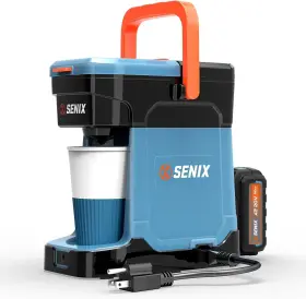 Cmx2-m4 Senix Coffee Maker Single Serve Portable 2-in-1 20v 5.0 Ah Battery Blue