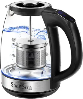 Shanson 445024831804 Electric Kettle With Tea Infuser 1.7l Temperature Control Glass