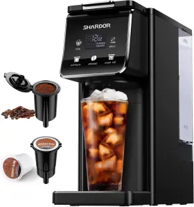 Km-802b Shardor Hot And Iced Coffee Maker With Bold Setting Single Serve Glossy Black