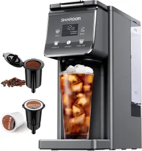 Km802g Shardor Hot And Iced K Cup Coffee Maker With Bold Setting Single Dark Gray