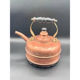 Simplex 4007-402190 Vtg Patent Tea Kettle Solid Copper Made In England Wood