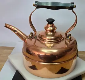 42320 Simplex Vintage Whistling Copper Tea Kettle Made In England Pat No