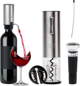 Ry11223 Sipmaster Rechargeable Electric Wine Bottle Opener Set With Stainless Steel