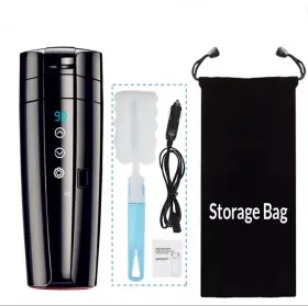 Hcg456 Smart 12v/24v Car Heating Cup Temp Control Touch Lcd Stainless Steel Travel Mug