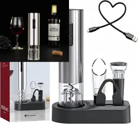 Vbgs-kp3-361901 Smart Rice 5 In 1 Automatic Electric Wine Bottle Opener Rechargable Cordless Silver