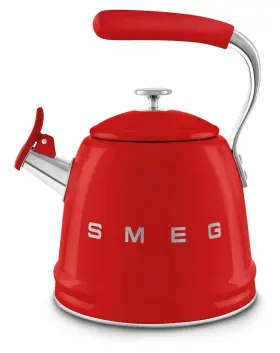 440901 Smeg Retro Stovetop Whistling Kettle Red 2.4q Vintage Style Fast Shipping