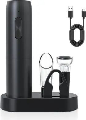Kp-1125 Soenglyun Electric Wine Opener Set Rechargeable Rechargeable-black