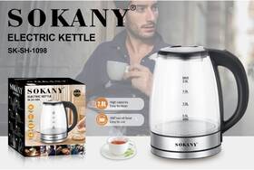 Sokany Sk-sh-1098 1800 Watt Electric Glass Kettle Stylish Auto Shut Off Fast Boil Safe 2 Liter
