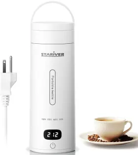 Stariver 705353055195 Portable Electric Kettle 380 Ml Mini Travel 304 Steel White
