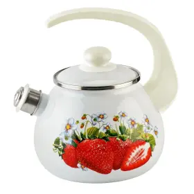 Stpgoods 659859483962 2.7 Quart Novomoskovsk Strawberry Enamel Kettle With Whistle Vintage Enameled Teapot