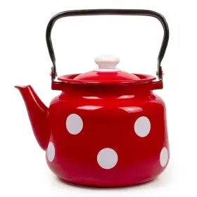 Stpgoods 825512035797 3.7- Quart Red Polka Dot Enamel Teapot Stovetop Kettle Vintage Pot