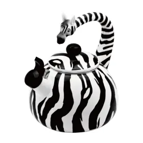71515 Supreme Housewares Whistling Tea Kettle For Stove Top Enamel On Steel Teakettle Zebra Design Te