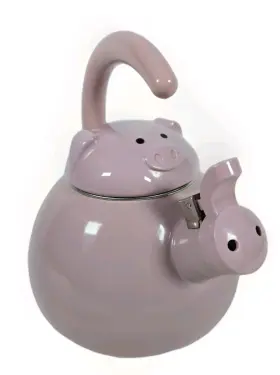 71521 Supreme Housewares Gourmet Pink Pig Enamel-on-steel Whistling Kettle