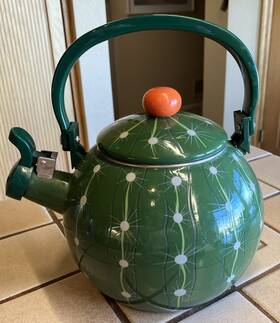 Supreme Housewares 71524 Whistling Tea Kettle For Stove Top Cactus Decor Enamel On Steel Teakettle