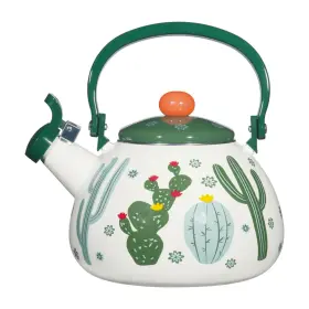 71525 Supreme Housewares Whistling Tea Kettle For Stove Top Enamel On Steel Teakettle Cactus Design T