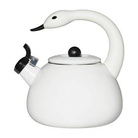 Supreme Housewares 71533 Whistling Tea Kettle For Stove Top Enamel On Steel Teakettle White Swan Desi