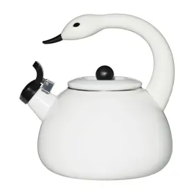 71533 Supreme Housewares Whistling Tea Kettle For Stove Top Enamel On Steel Teakettle White Swan Desi
