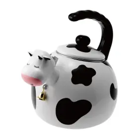 Supreme Housewares 795110715080 Whistling Tea Kettle For Stove Top Enamel On Steel Teakettle Cow Design Teap