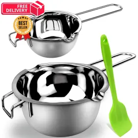Sysmie 780682739268 Double Boiler Pot Set For Melting Chocolate Butter 1000ml 480ml Silver