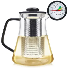Teabloom 810019871405 2-in-1 Tea Kettle And Steeper - Glass Teapot With Thermometer Stainle