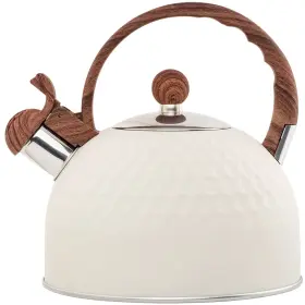 Tedswait 765343027199 Whistling Stainless Steel Tea Kettle With Wood Grain Anti Heat Handle Cylindr
