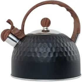Tedswait 765343027410 Whistling Stainless Steel Tea Kettle With Wood Grain Anti Heat Handle Cylind