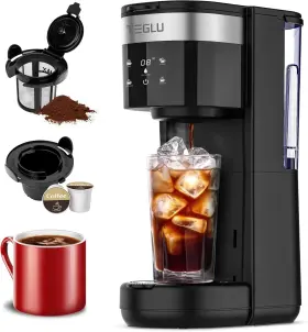 Kcm301-a Teglu 2024 Iced Coffee Maker Hot And Cold Single Serve For K Black
