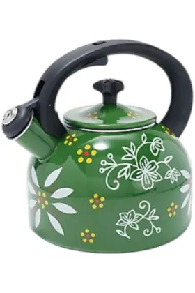 H223089 Temp-tations 2.3- Quart Enamel On Steel Classic Tea Kettle Green