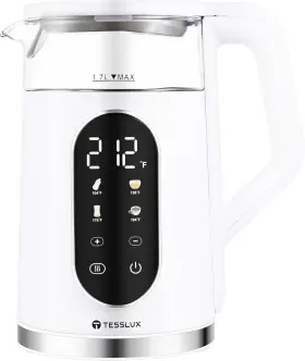Txek-2408w Tesslux Electric Tea Kettle 1.7l 1500w Cordless Glass Boiling Teapot