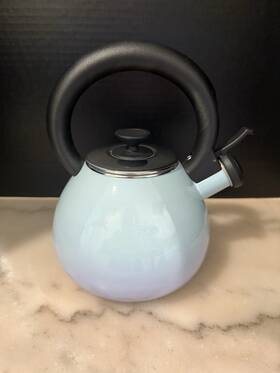 The Cellar 30721 Button Tea Kettle With Stay-cool Handle 1.4 Quarts Aqua