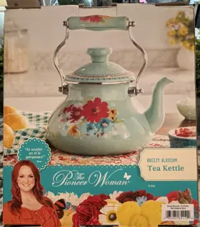 P3019184012424 The Pioneer Woman Breezy Blossom Enamel Decorative Stove Top Kettle Multicolor