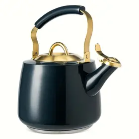 Thyme & Table 214129910007 And 1.9 Quart Stainless Steel Whistling Stovetop Tea Kettle Blue