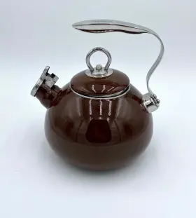 Tivoli 700/05 2.5 Quart /2.4 Liters Enamel Teapot Chocolate Brown Whistling Kettle