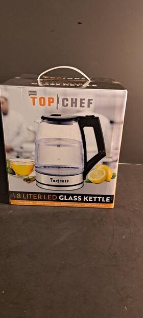 Top Chef Tc-18legk Electric Kettle 1.8l Glass Tea W Blue Led Light Auto Shut-off
