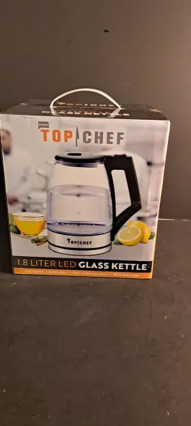 Tc-18legk Top Chef Electric Kettle 1.8l Glass Tea W Blue Led Light Auto Shut-off