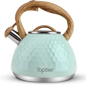 Toptier 313029527541 Tea Kettle Teapot Whistling With Wood Pattern Handle Loud Whistl